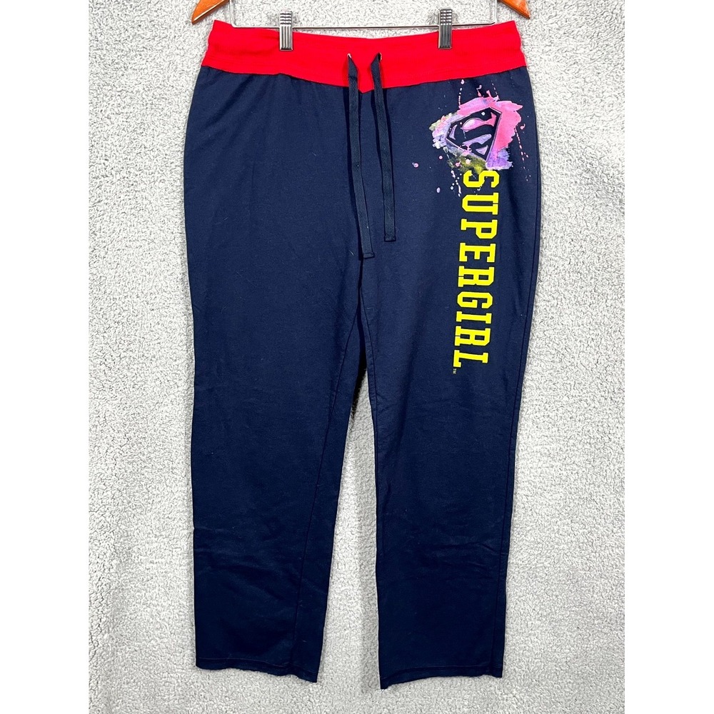 DC Comics Sweatpants Womens L (11/13) Blue Supergirl Graphic Drawstring Waist